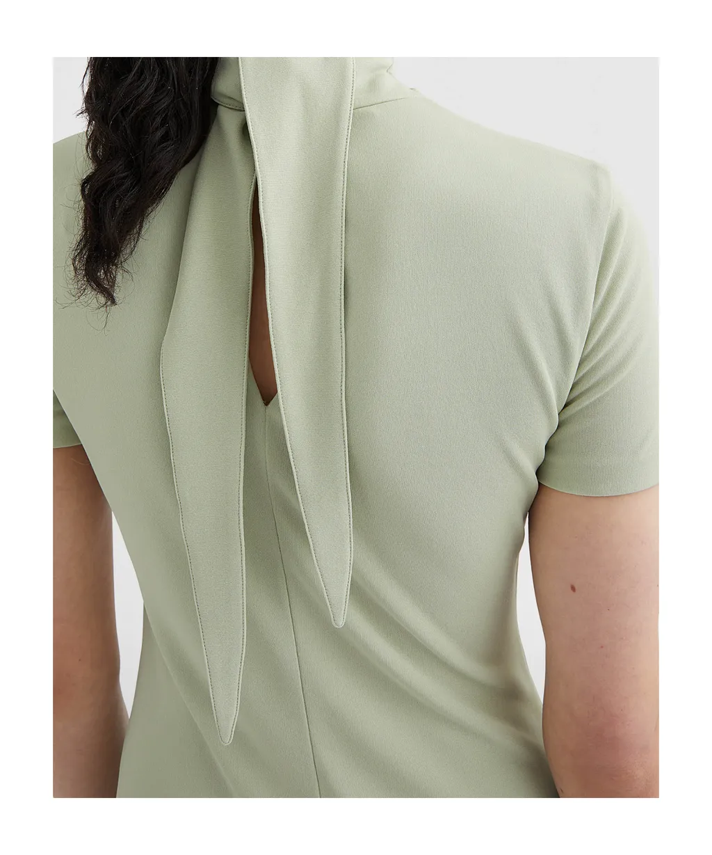 Fluid Viscose High-Neck Dress