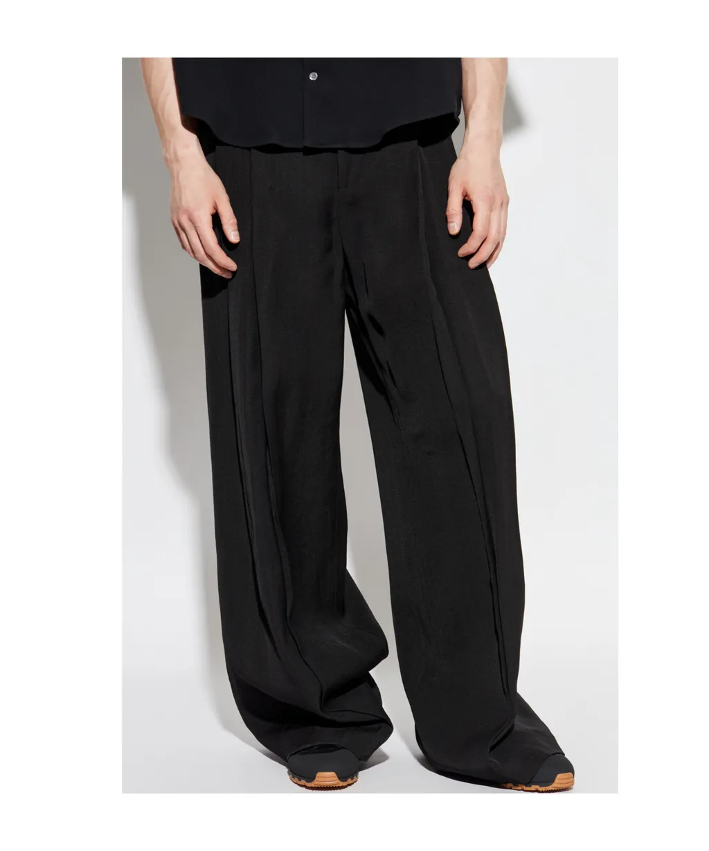 Pleat-Detail Wide-Leg Trousers