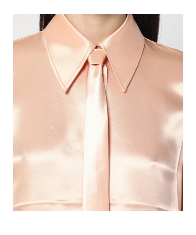 Satin Tie-Neck Shirt