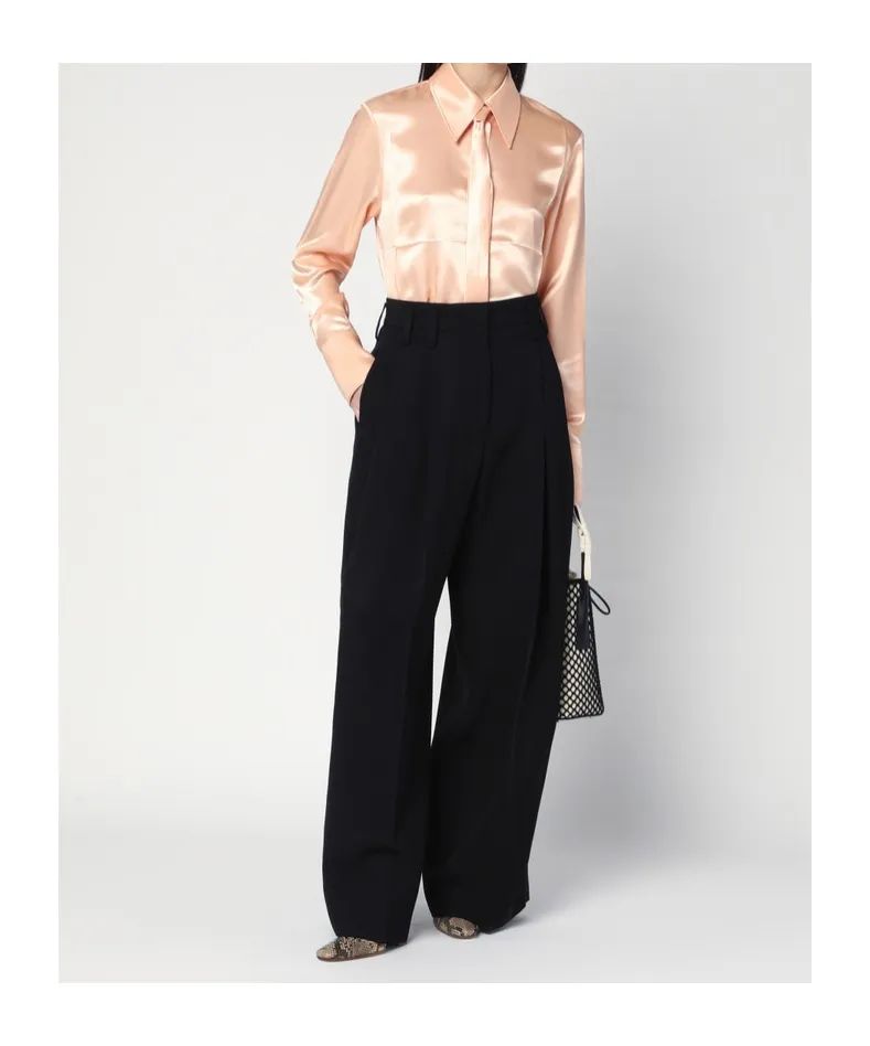Satin Tie-Neck Shirt