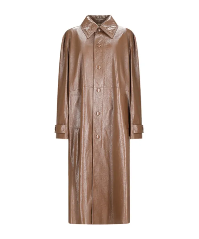 Buttoned-Up Leather Coat