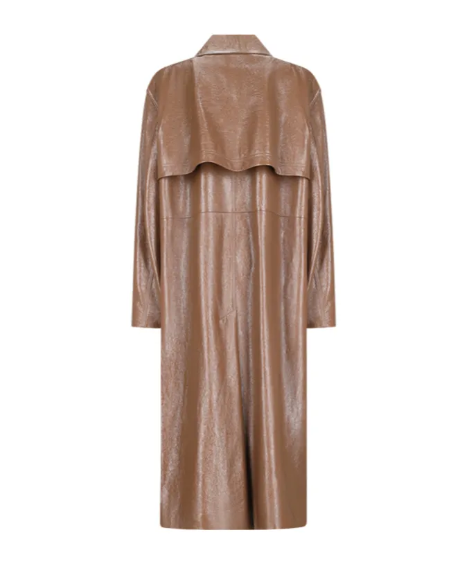 Buttoned-Up Leather Coat