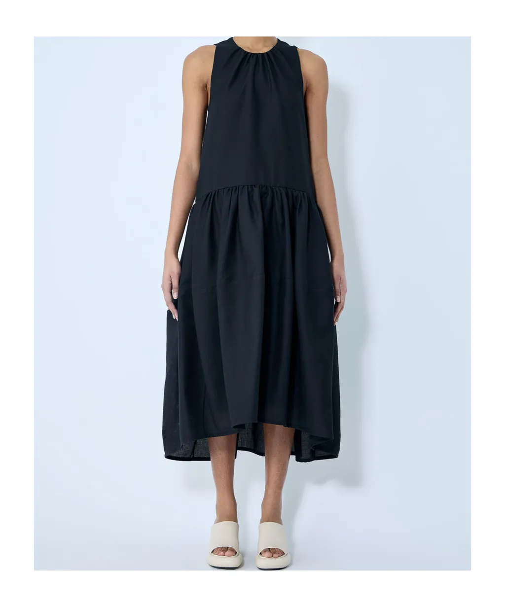 Gathered Sleeveless Midi Dress