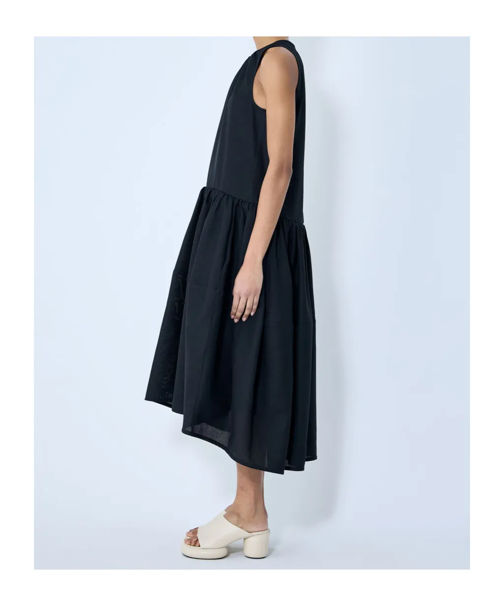 Gathered Sleeveless Midi Dress