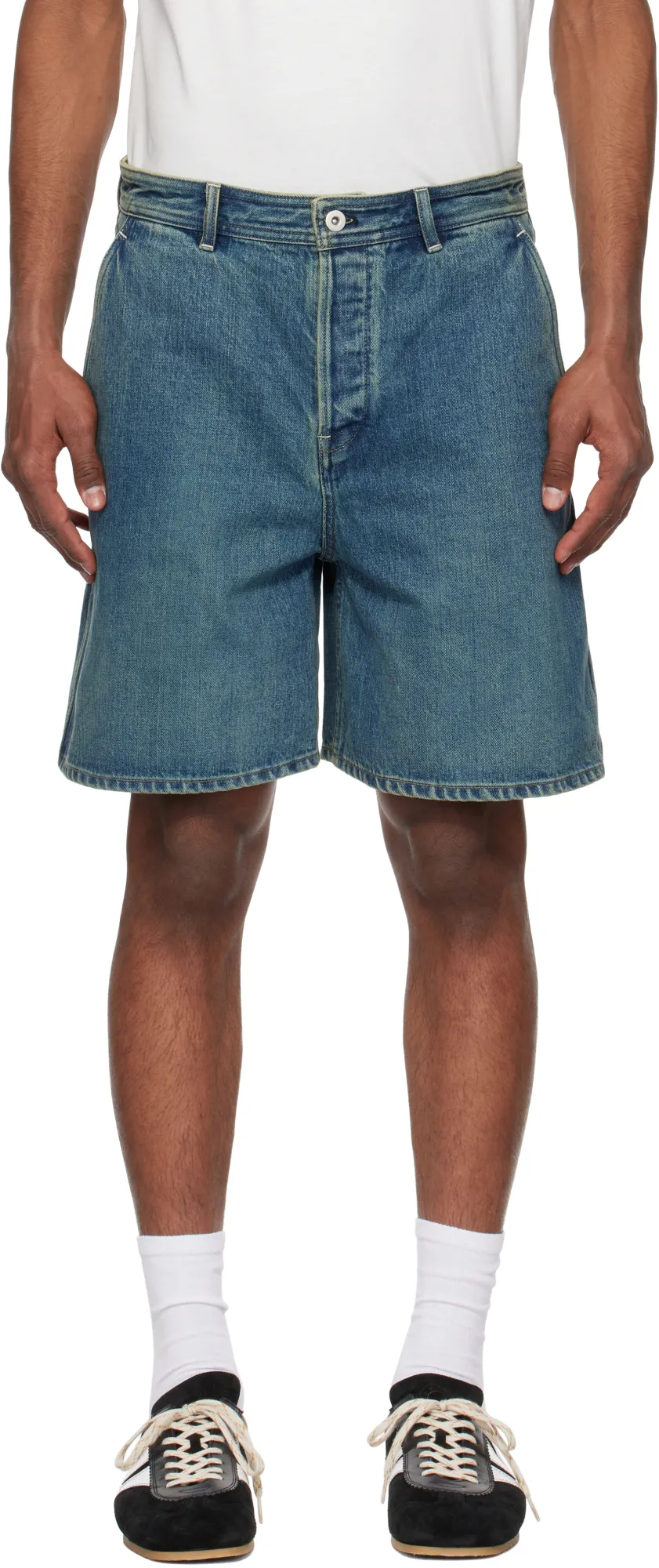 Logo-Patch Straight-Leg Denim Shorts
