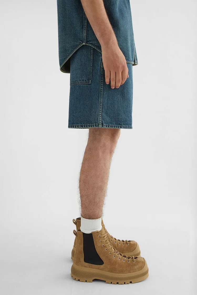 Logo-Patch Straight-Leg Denim Shorts