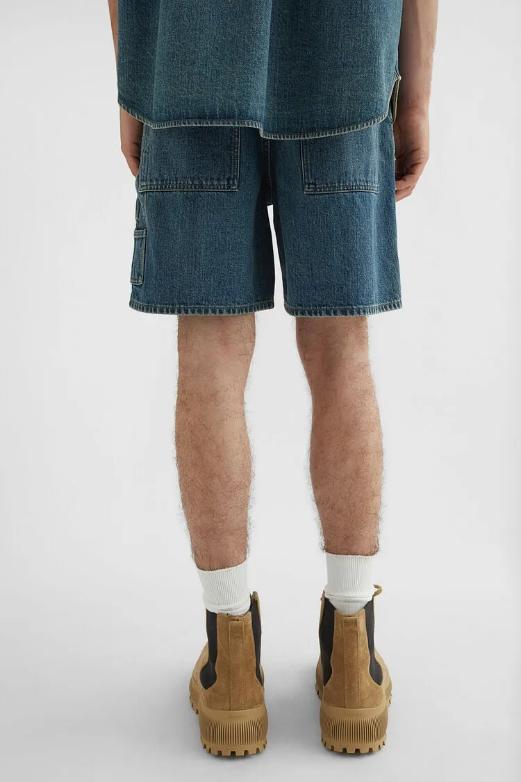 Logo-Patch Straight-Leg Denim Shorts