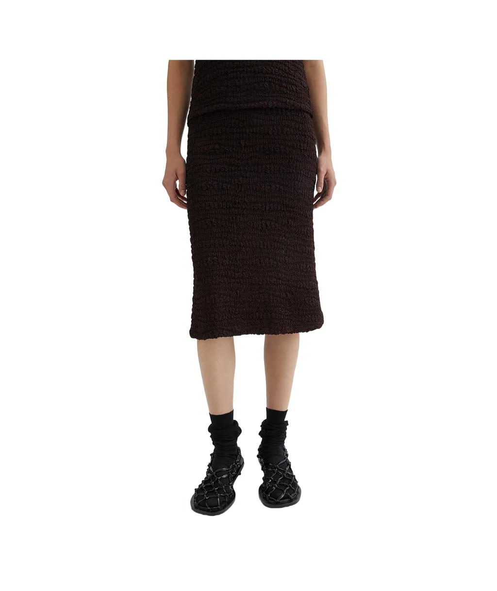 Crepe Straight Hem Midi Skirt