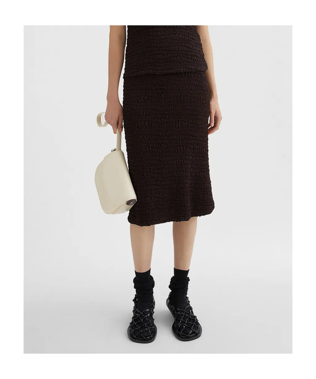 Crepe Straight Hem Midi Skirt