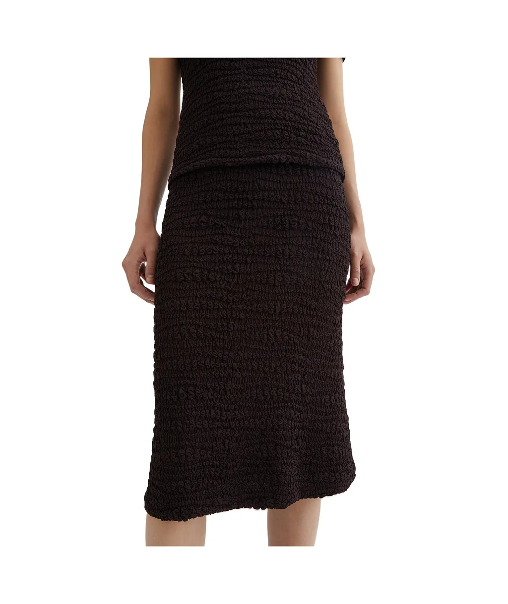 Crepe Straight Hem Midi Skirt