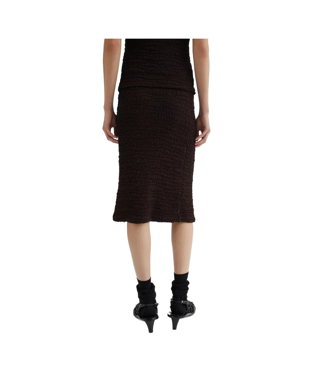 Crepe Straight Hem Midi Skirt