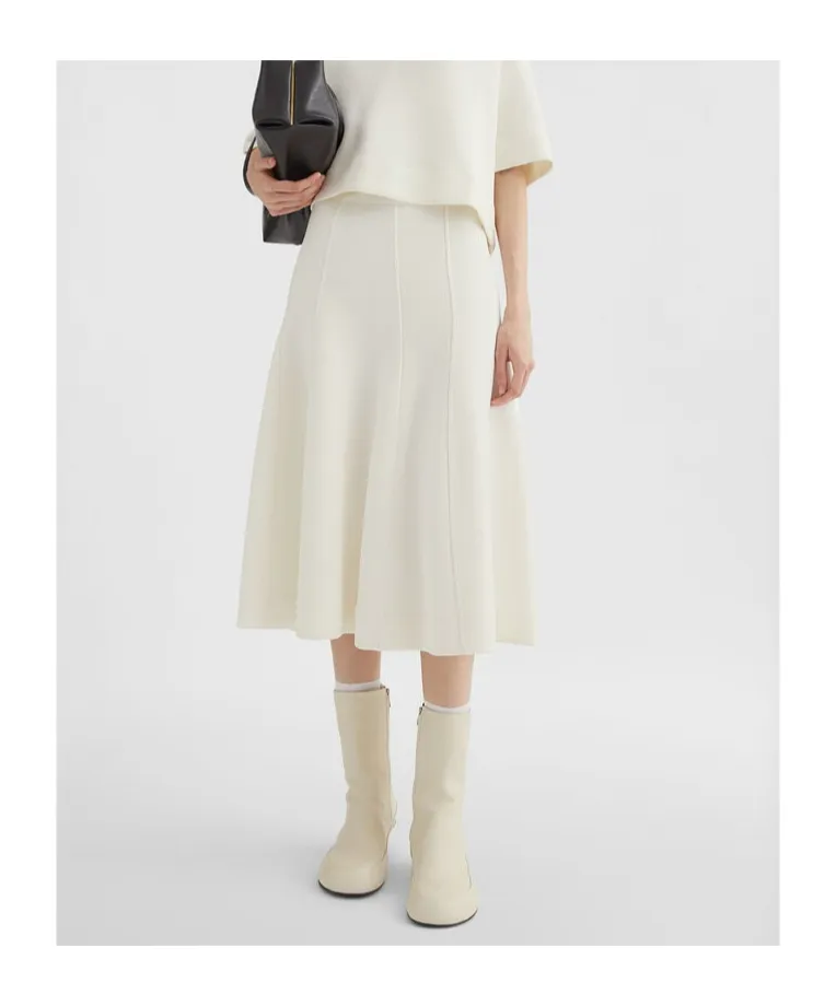 High Waist Flared Midi Skirt