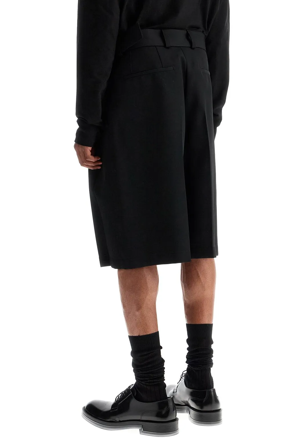 Belted Gabardine Bermuda Shorts