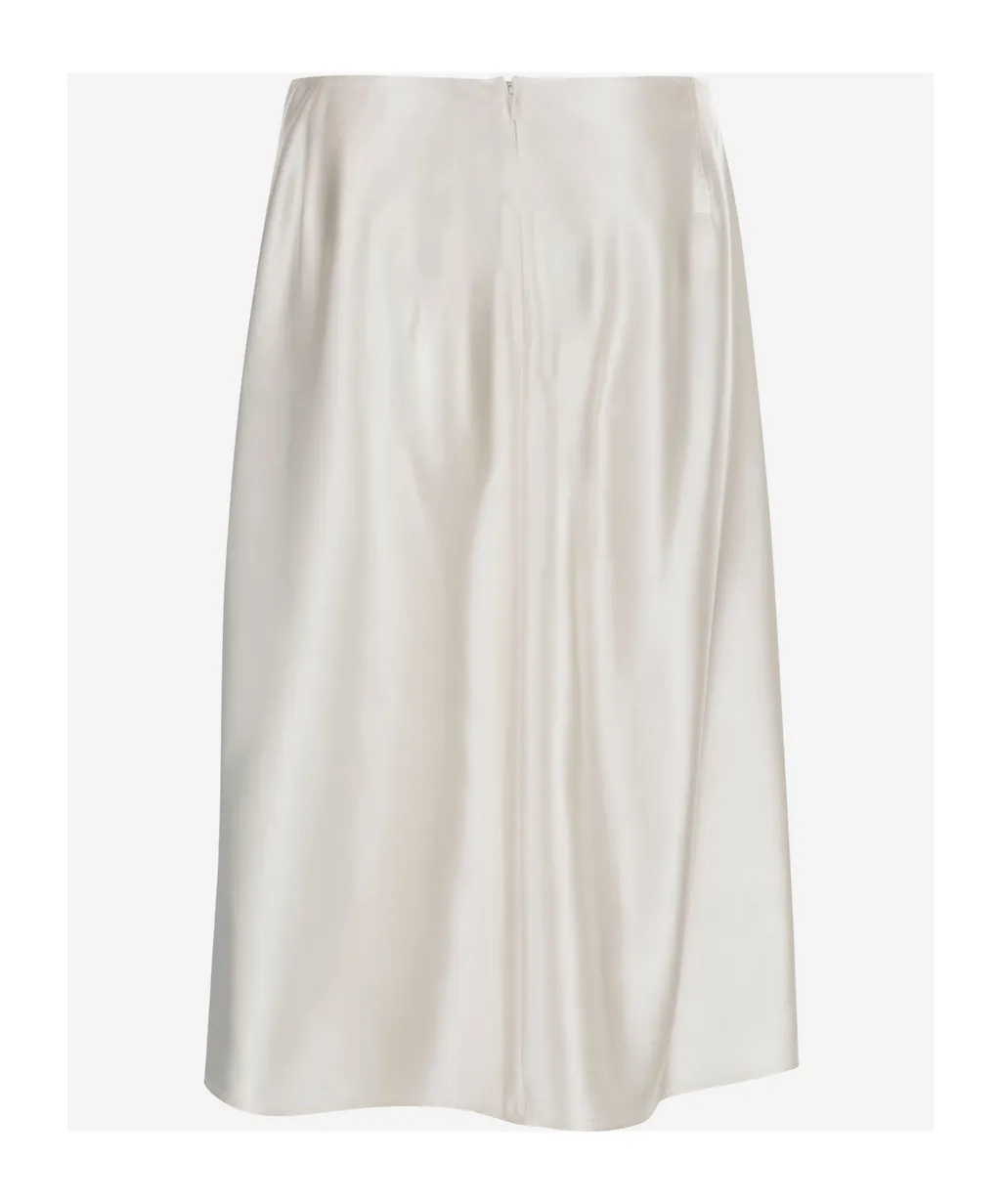 Pleated Satin Midi Skirt