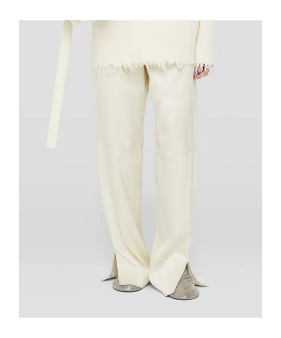 Side Slits Twill Trousers