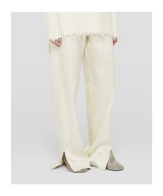 Side Slits Twill Trousers