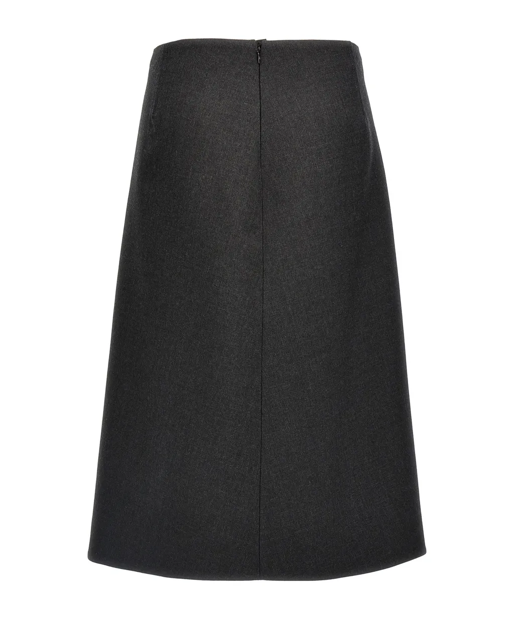 High-Waisted Zipped Midi Skirt