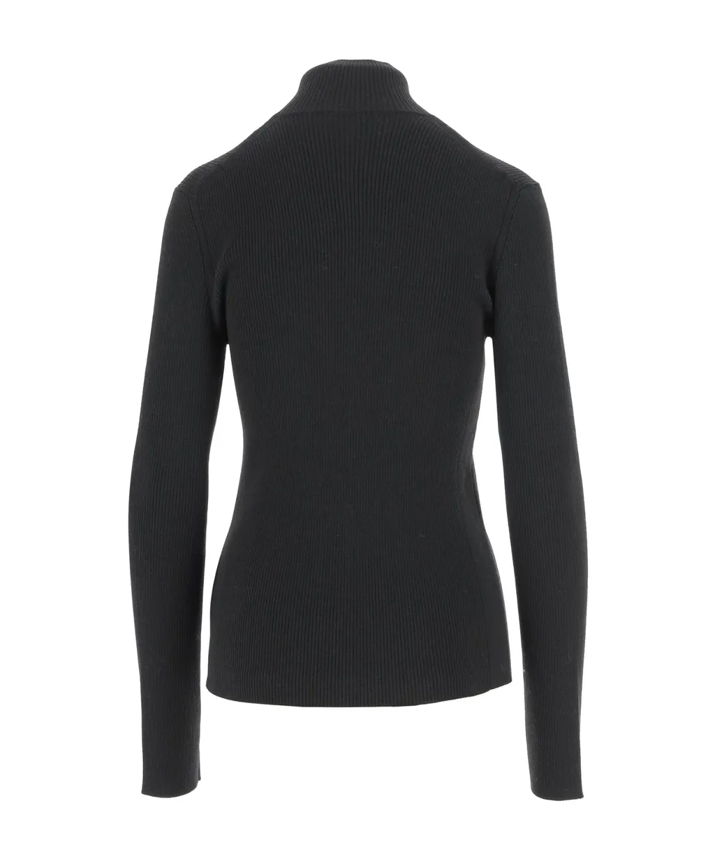 Zip-Up Ribbed-Knit Cardigan
