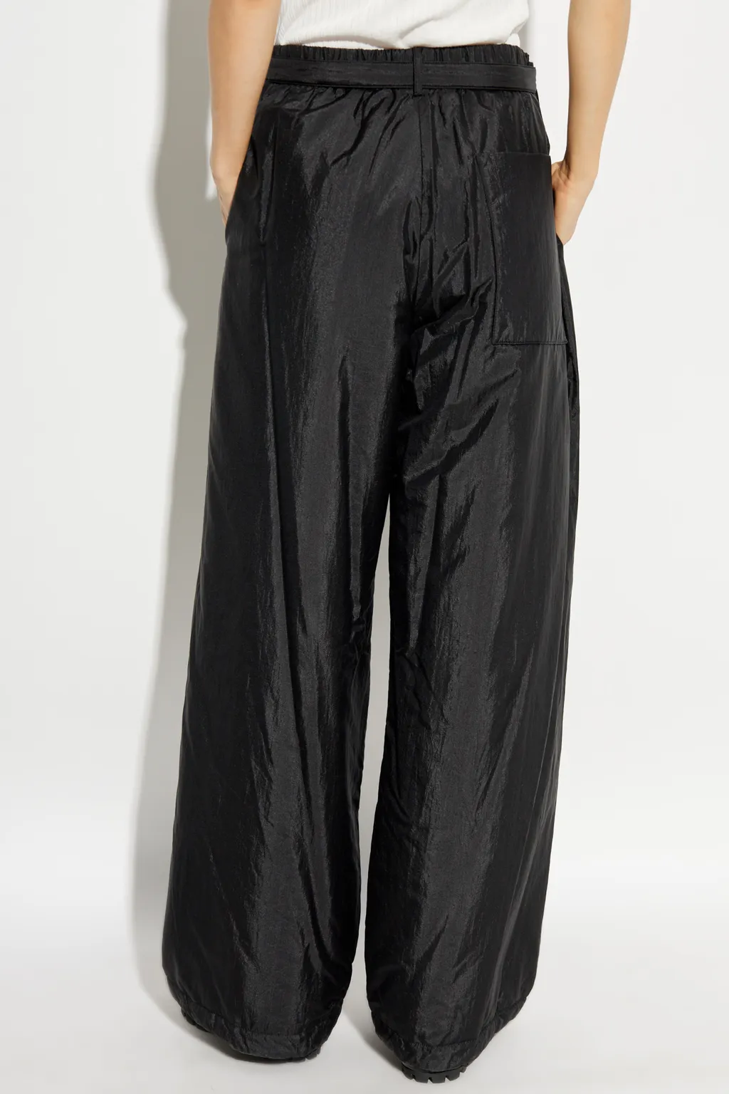 Belted Waist Wide-Leg Trousers
