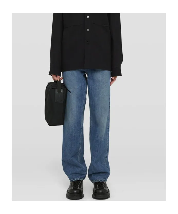Logo Patch Straight Leg Jeans