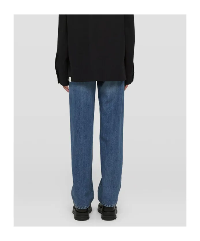Logo Patch Straight Leg Jeans