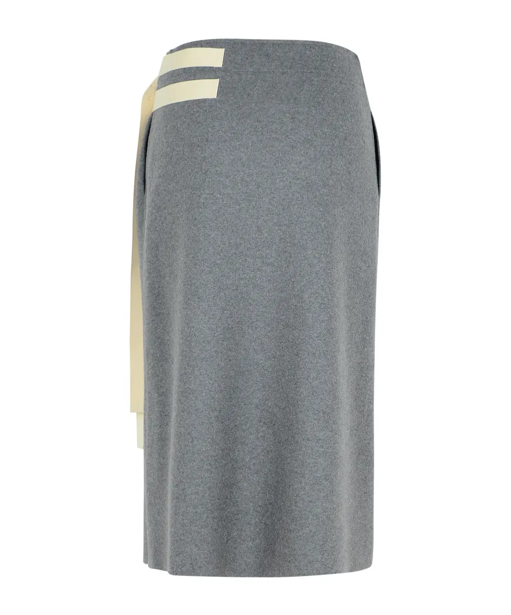 Wrap-Designed A-Line Midi Skirt