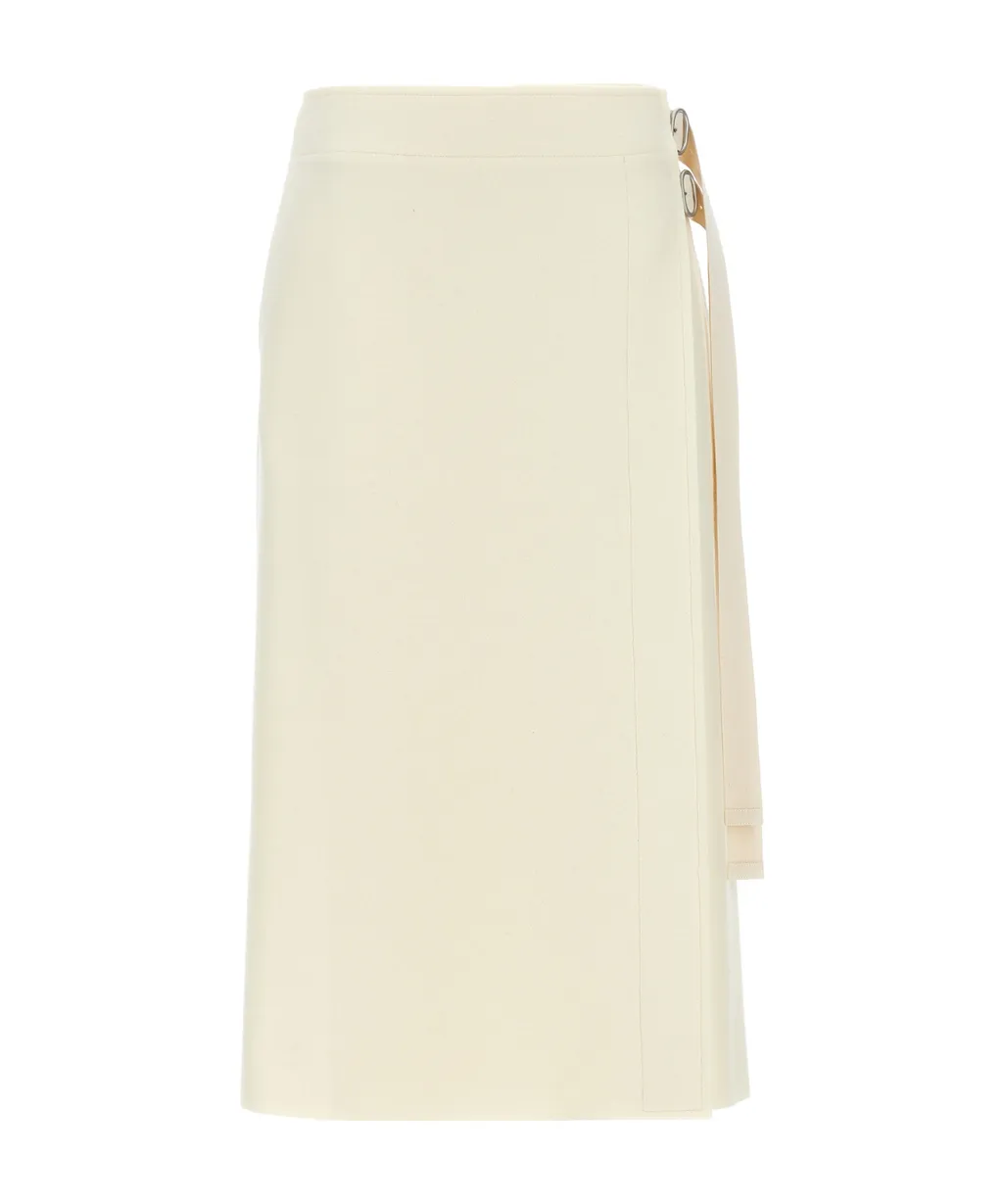 Wrap-Designed A-Line Midi Skirt