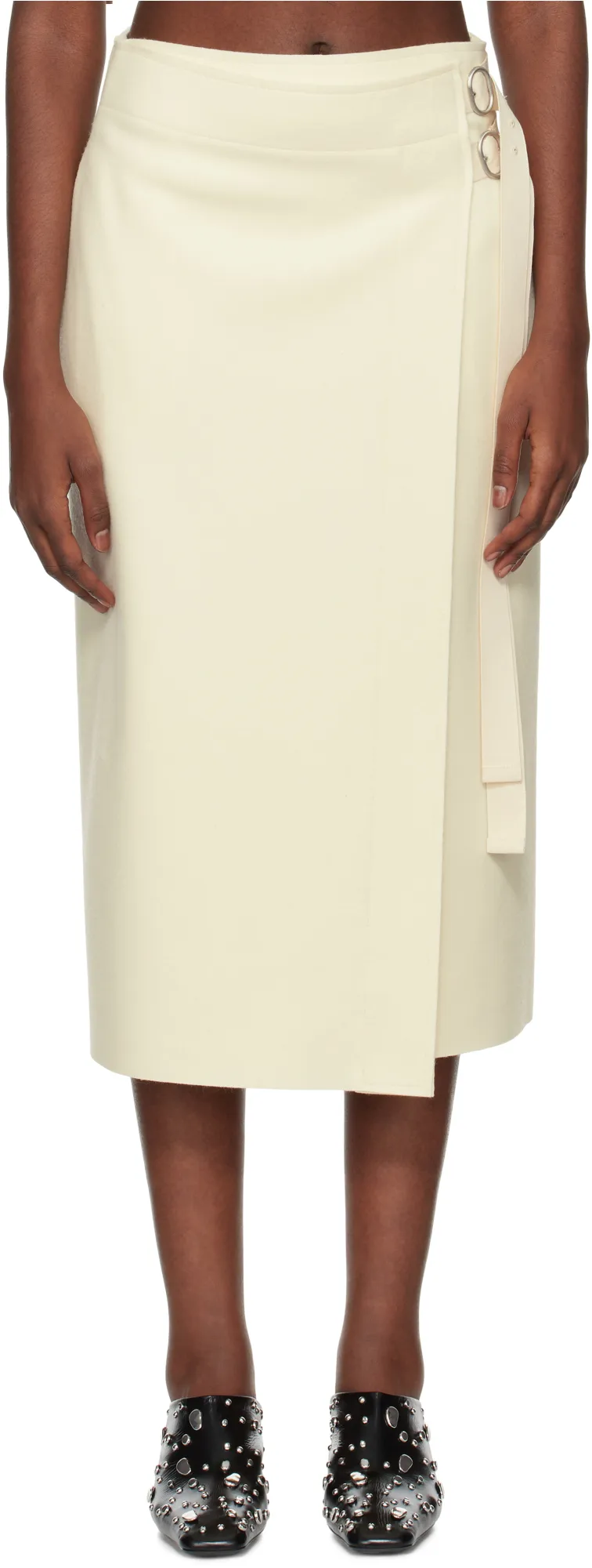 Wrap-Designed A-Line Midi Skirt