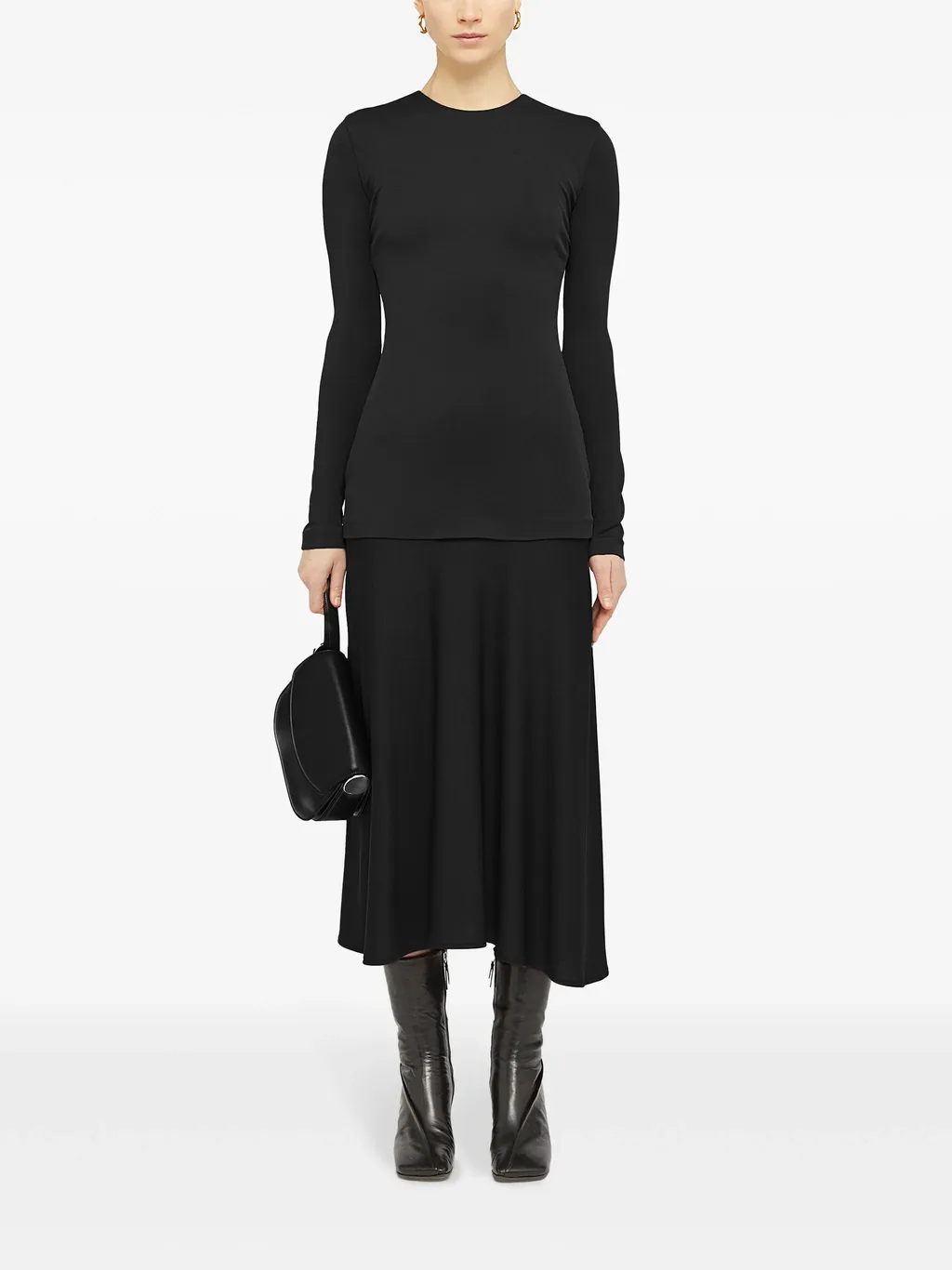 Crew-Neck Crepe Dress