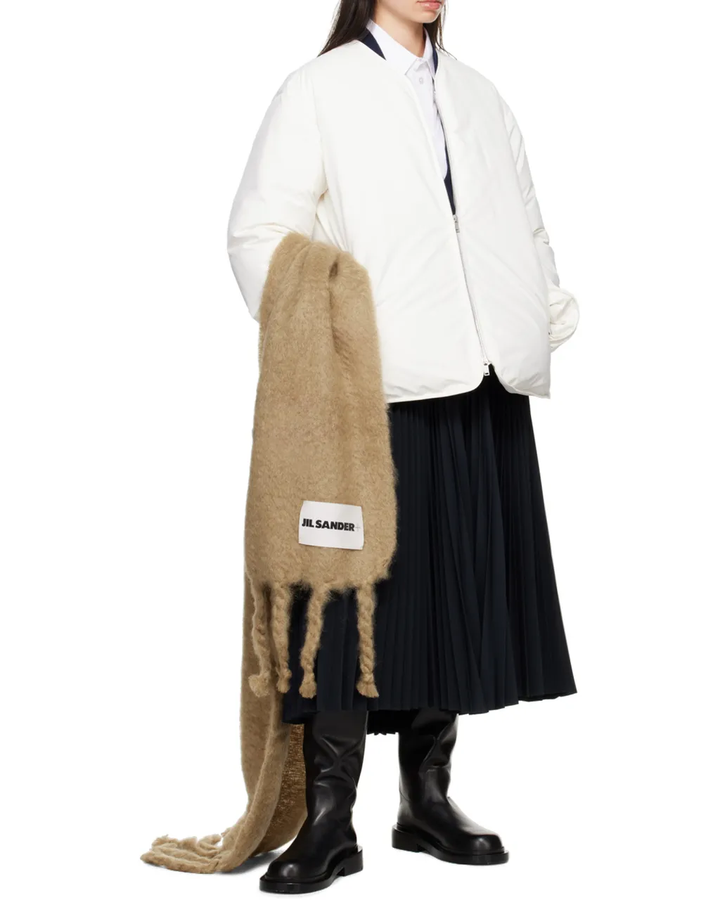 Logo Patch Fringed Scarf