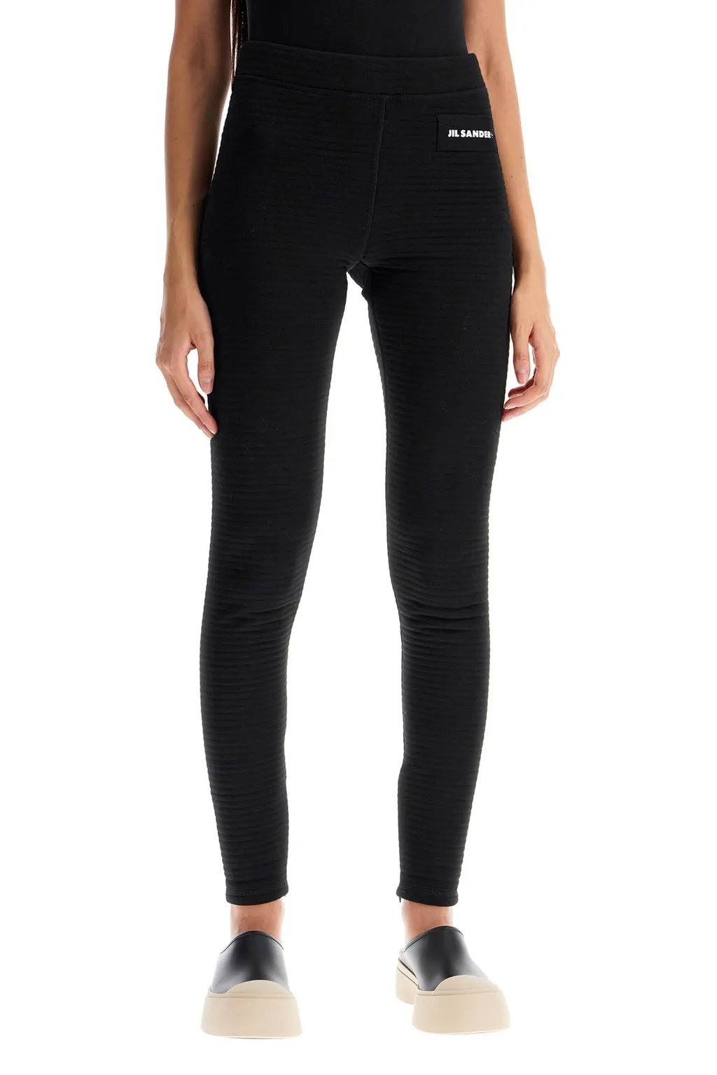 Logo-Patch Slim-Cut Ribbed Leggings