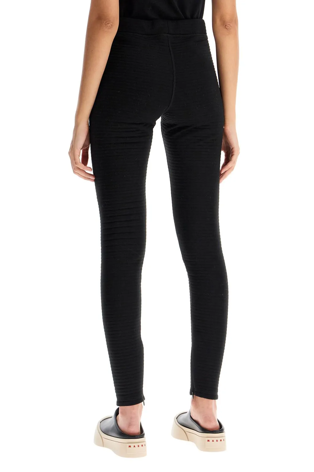 Logo-Patch Slim-Cut Ribbed Leggings