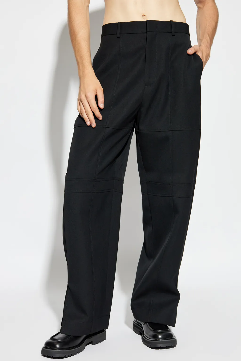 Straight-Leg Textured Trousers