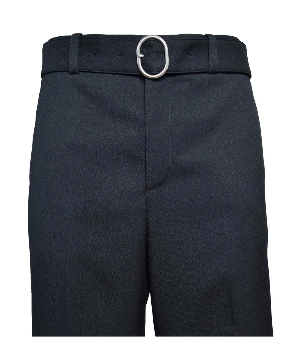 Straight-Leg Pleated Trousers