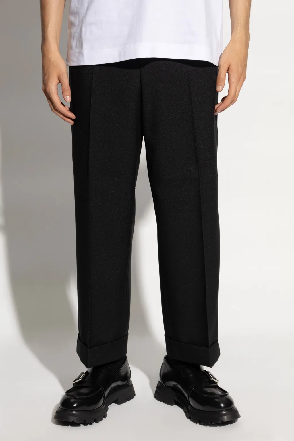 Straight-Leg Pleated Trousers