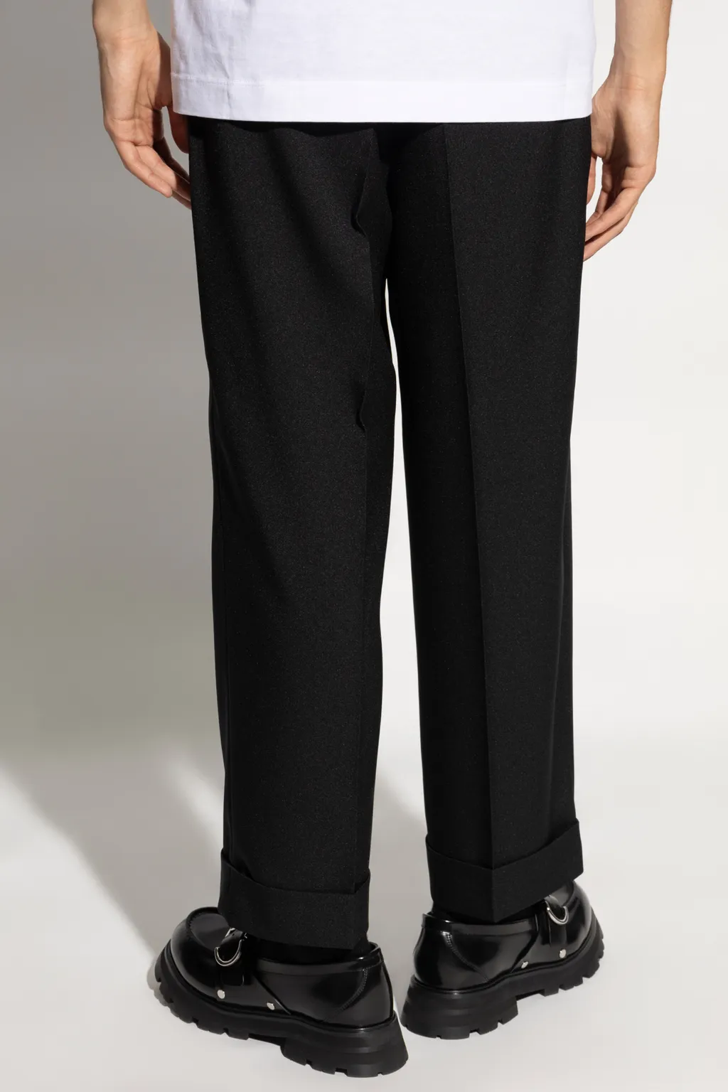 Straight-Leg Pleated Trousers