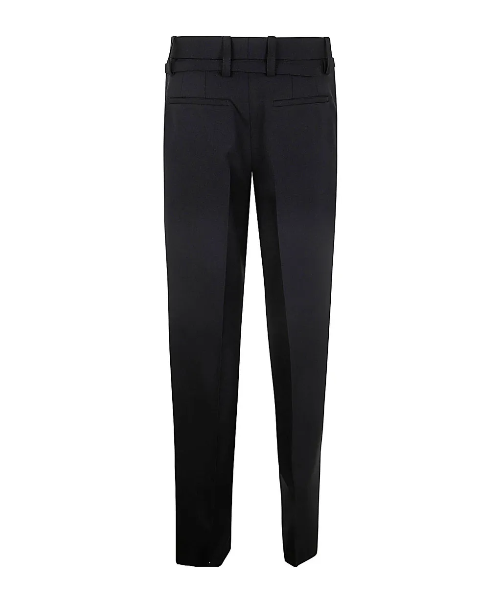 Straight-Leg Belted Tailored Trousers
