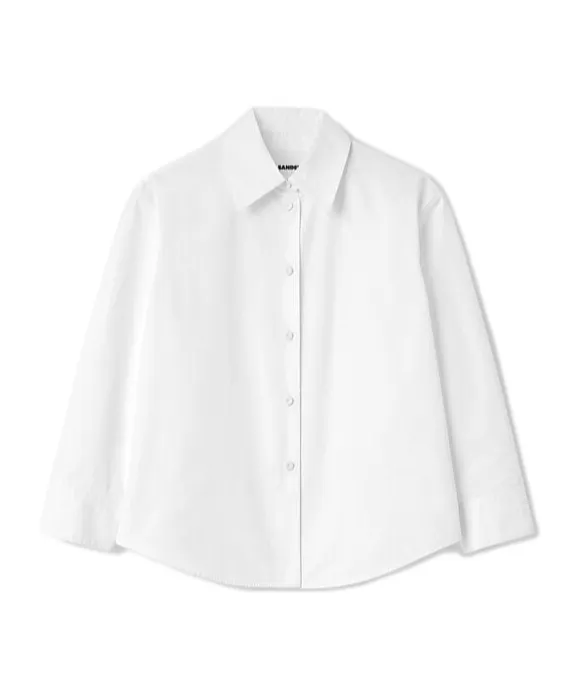 Three-Quarter Sleeved Cropped Poplin Shirt