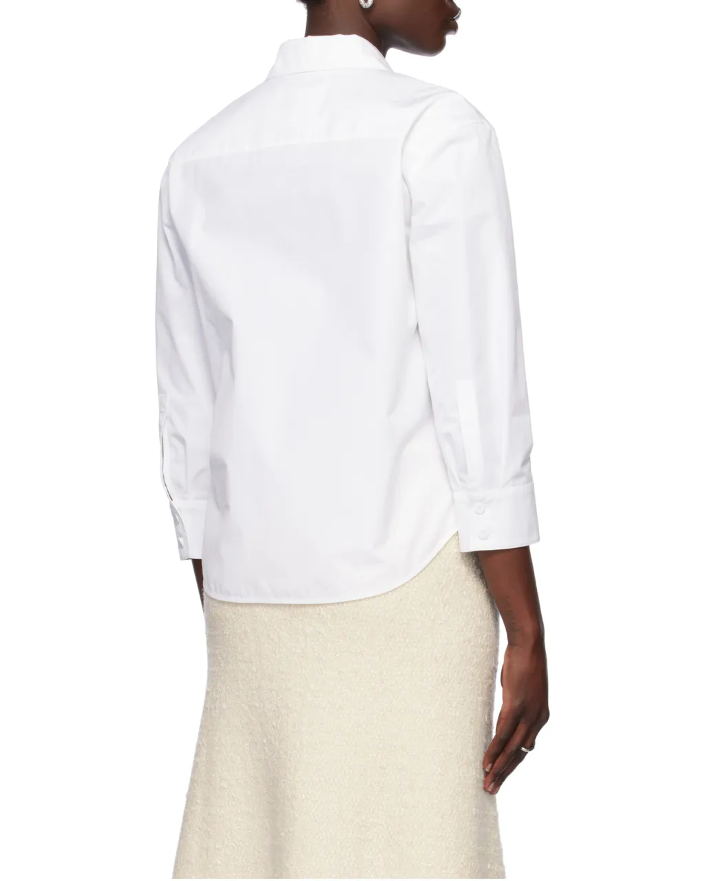Three-Quarter Sleeved Cropped Poplin Shirt