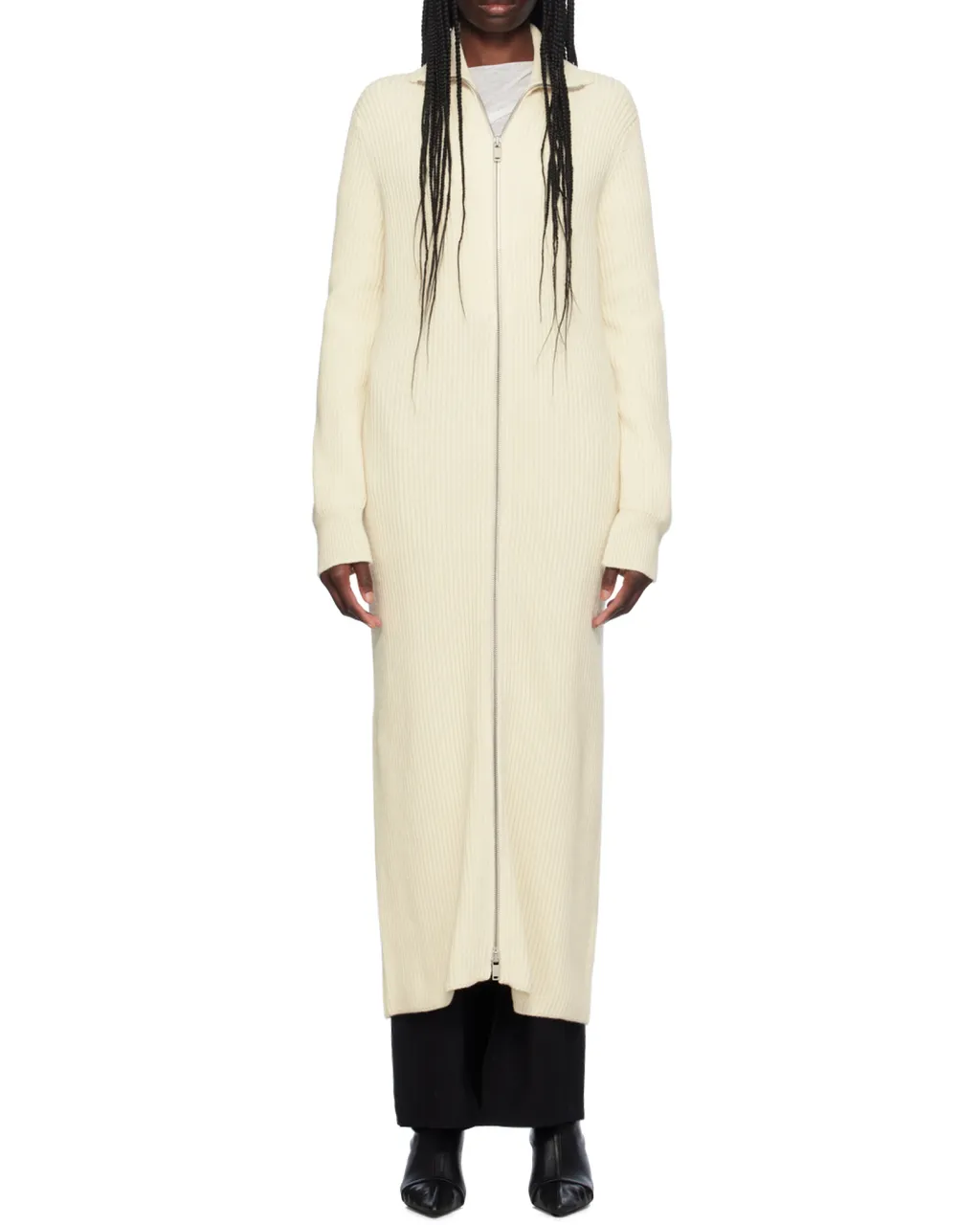 Ribbed-Knit Straight Hem Maxi Dress
