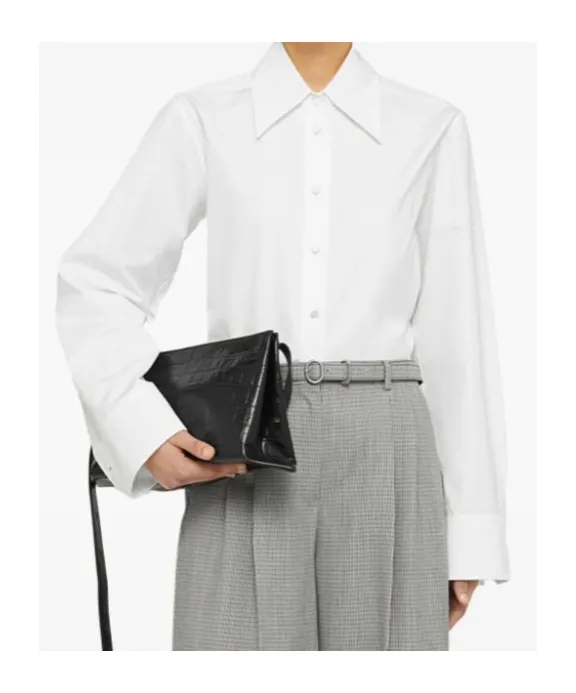 Long-Sleeved Straight Hem Shirt