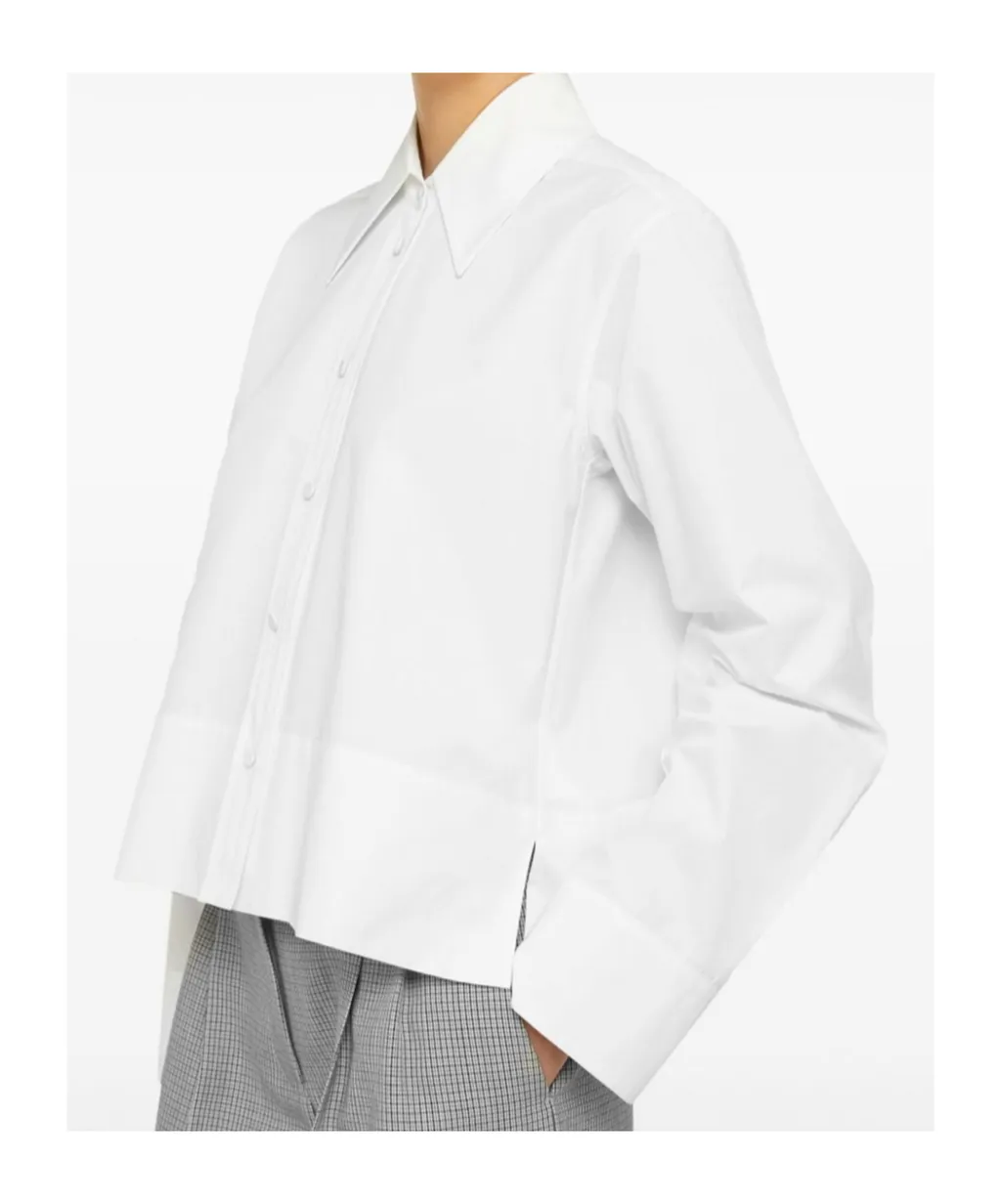 Long-Sleeved Straight Hem Shirt