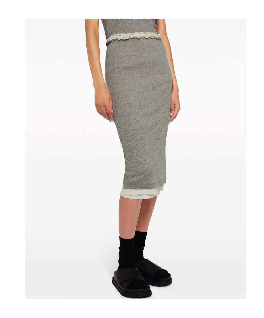Logo-Embroidered Layered Midi Skirt