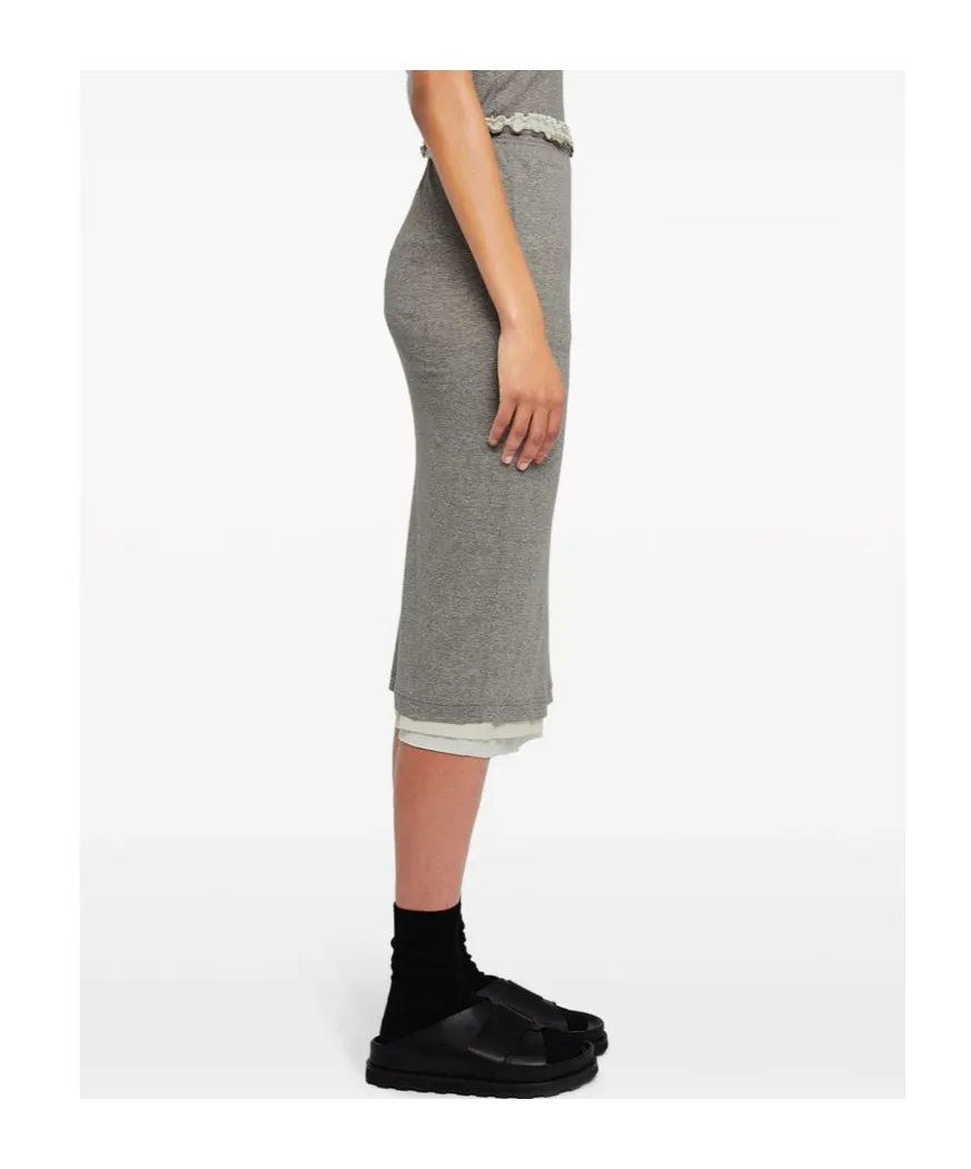 Logo-Embroidered Layered Midi Skirt