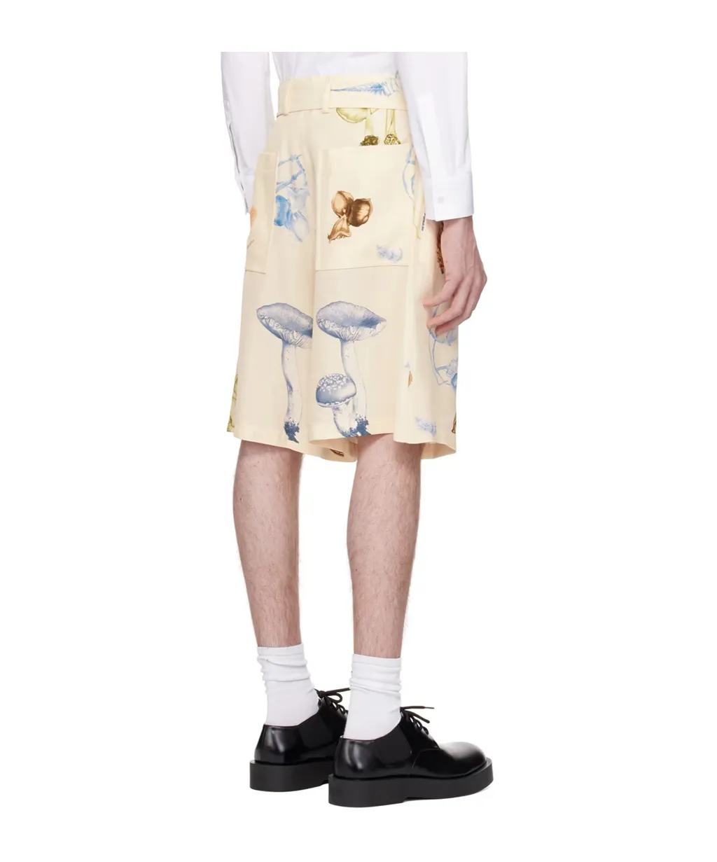 Belted Graphic-Print Shorts
