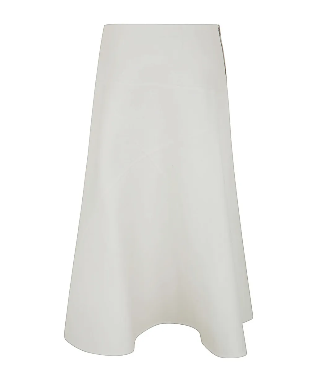 Asymmetric Twill Midi Skirt