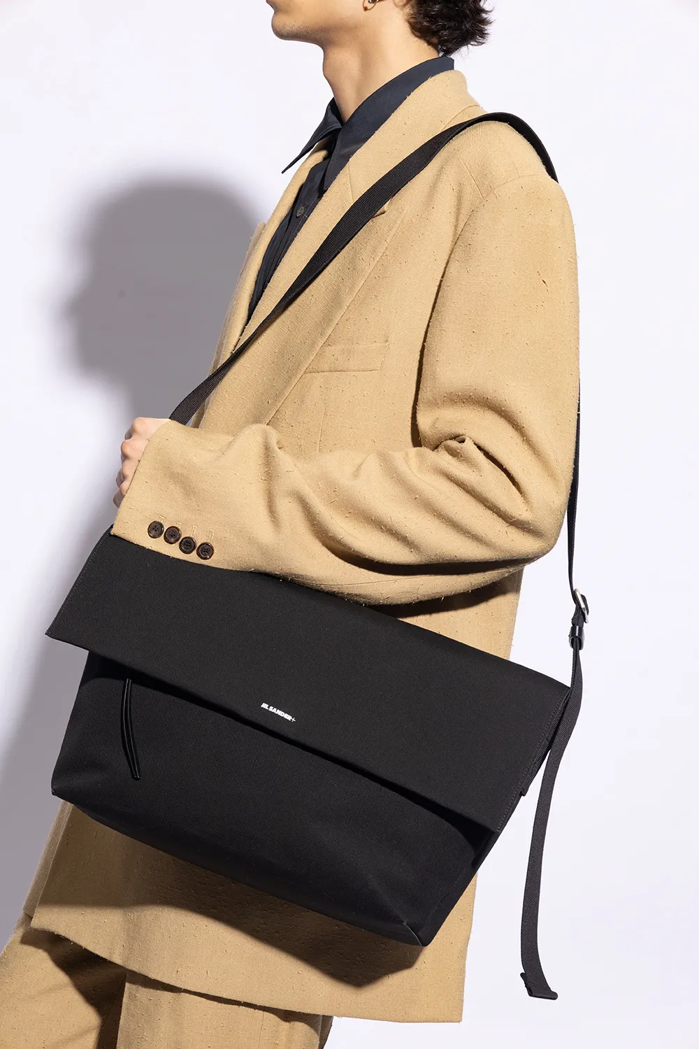 Logo Printed Foldover Shoulder Bag