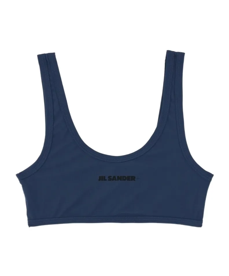 Logo-Printed Scoop Neck Bikini Top