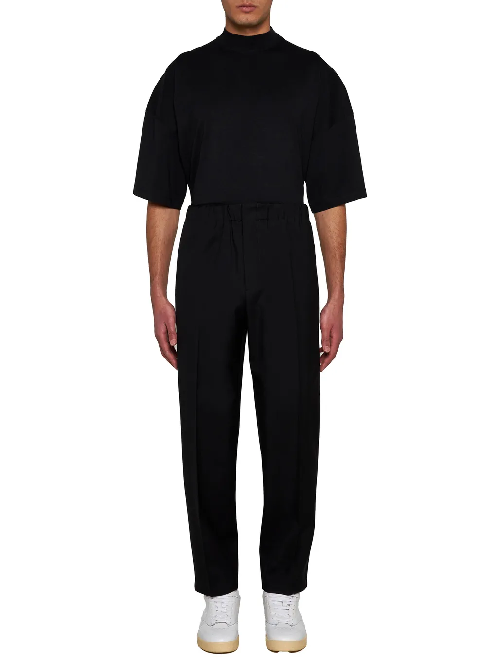 Elastic Waist Tapered Trousers