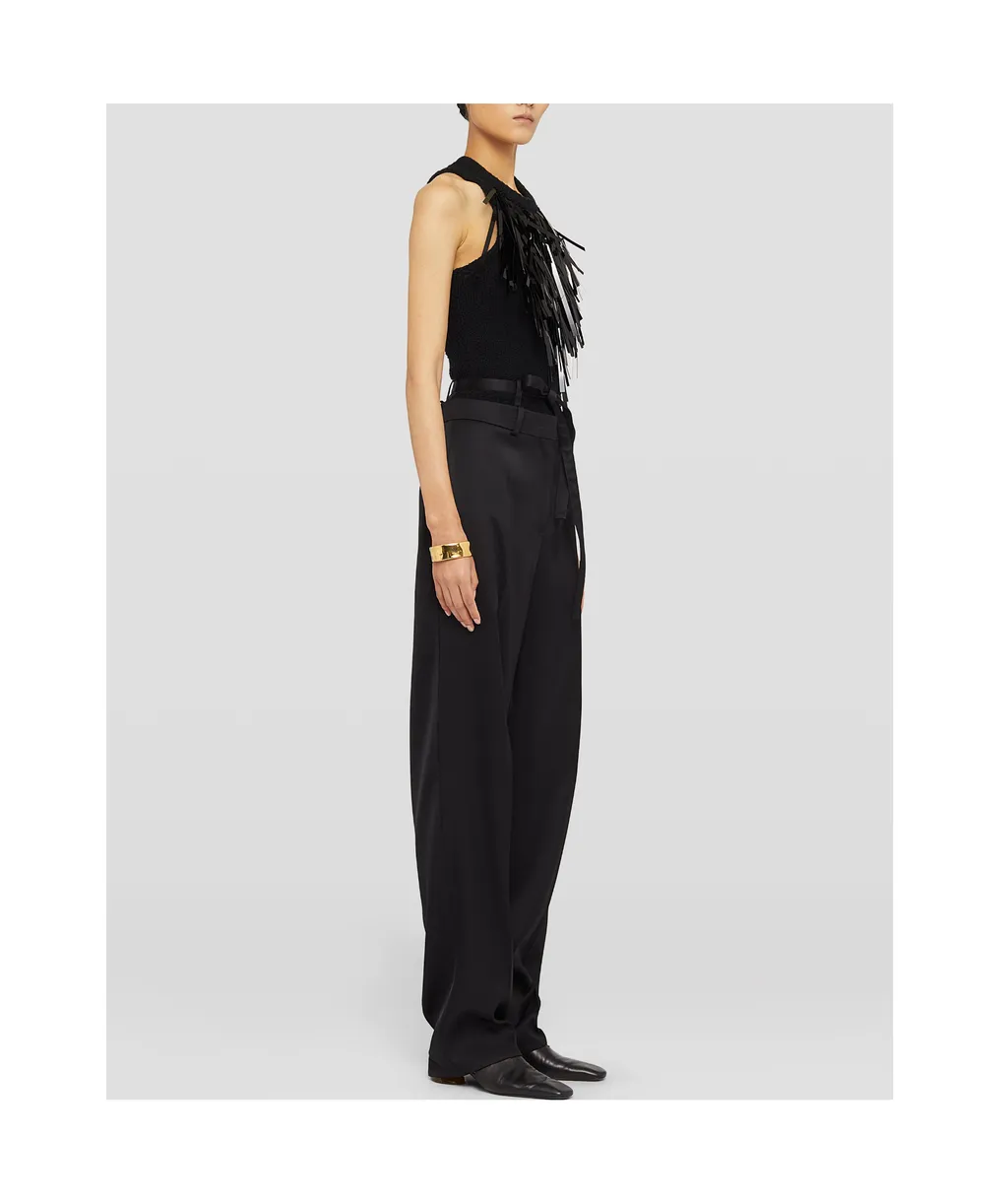 Fringed Trim Sleeveless Knitted Top